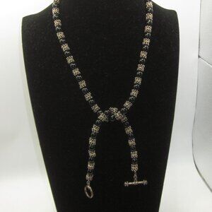 Black Beaded Necklace Bracelet Set